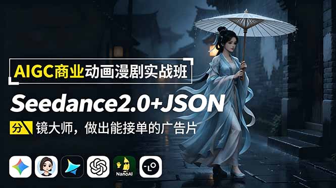 AIGC商业动画漫剧实战班-更新：Seedance2.0+JSON分镜大师，做出能接单的广告片-百盟网
