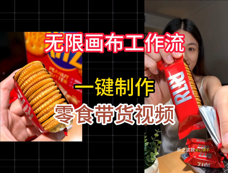 无限画布工作流一键制作零食带货视频，操作简单实操教学-百盟网