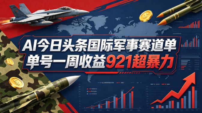 AI今日头条国际军事赛道,单号一周收益921,超暴力-百盟网
