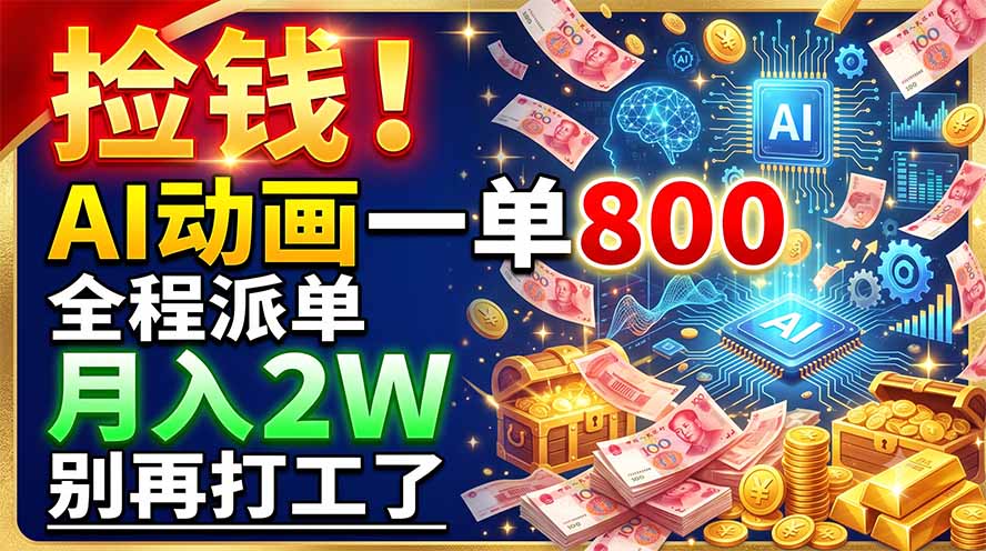捡钱！AI动画一单800，全程派单，月入2W，别再打工了-百盟网