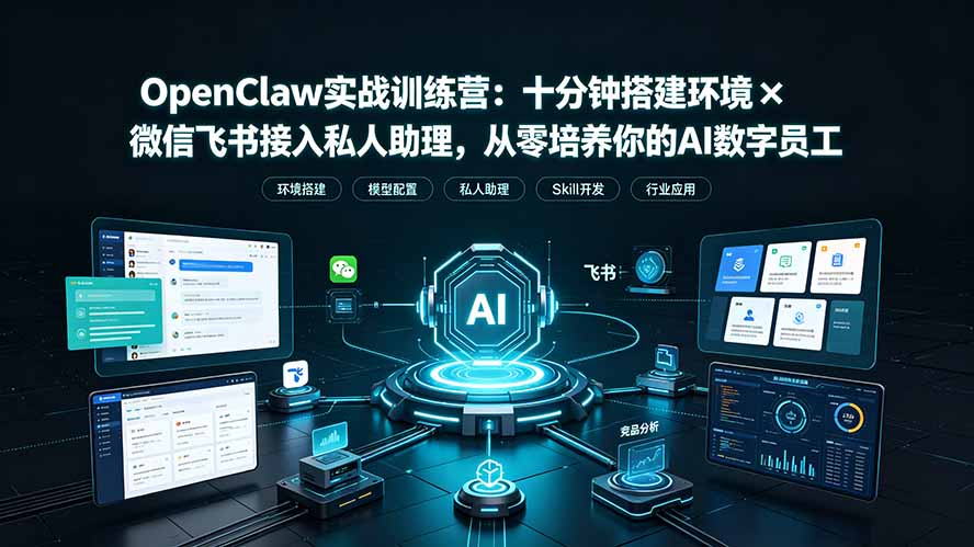 OpenClaw实战特训营：十分钟搭建环境×微信飞书接入私人助理，从零培养你的AI数字员工-百盟网