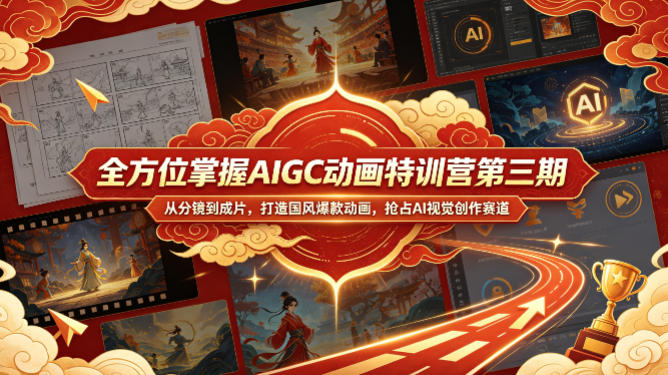 全方位掌握AIGC动画特训营第三期，从分镜到成片，打造国风爆款动画，抢占AI视觉创作赛道红利-百盟网