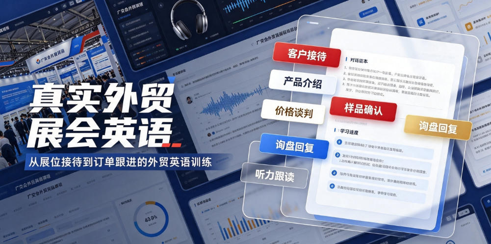 真实外贸展会英语，广交会外贸口语听力突击课程【音频】-百盟网