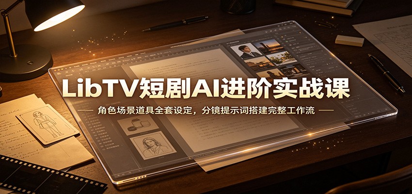 LibTV短剧AI进阶实战课:角色场景道具全套设定,分镜提示词搭建完整工作流-百盟网