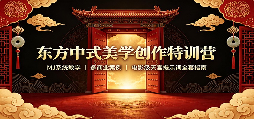 东方中式美学创作特训营:MJ系统教学,多商业案例,电影级天宫提示词全套指南-百盟网