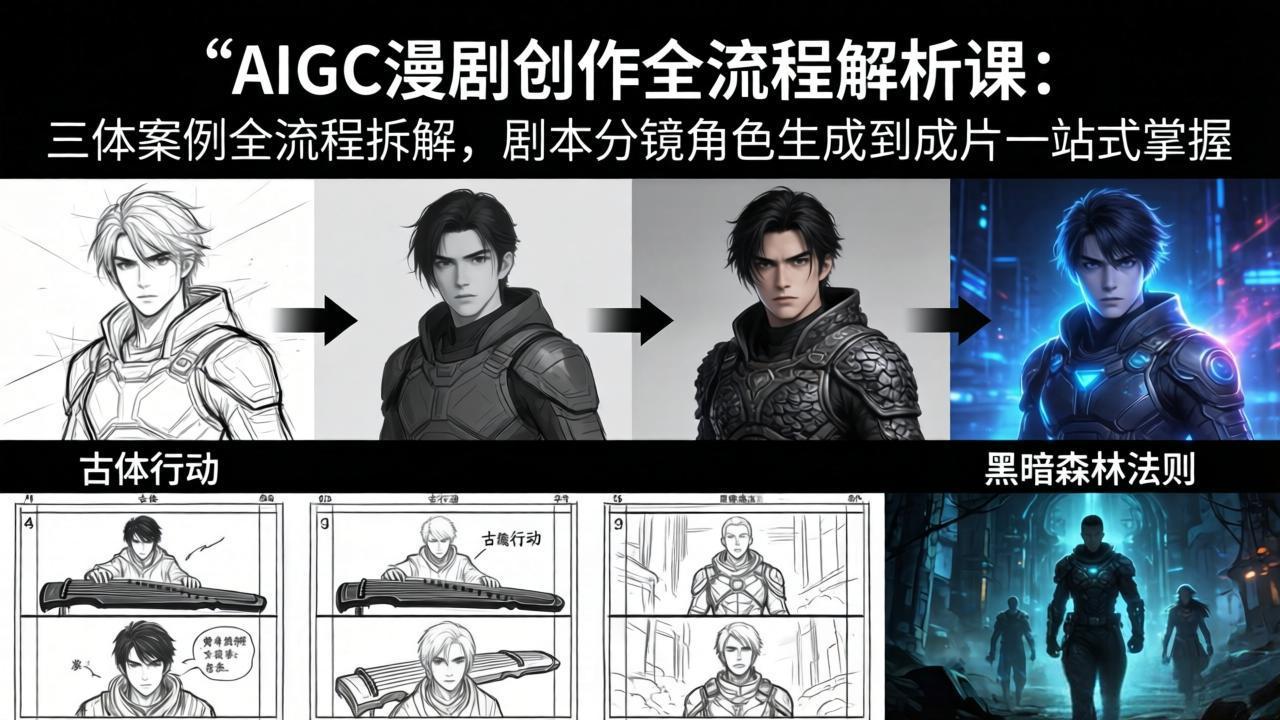 AIGC漫剧创作全流程解析课：三体案例全流程拆解，剧本分镜角色生成到成片一站式掌握-百盟网