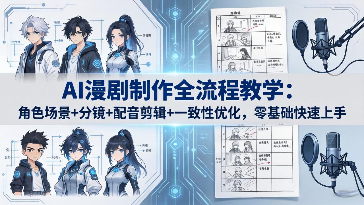 AI漫剧制作全流程教学：角色场景+分镜+配音剪辑+一致性优化，零基础快速上手-百盟网