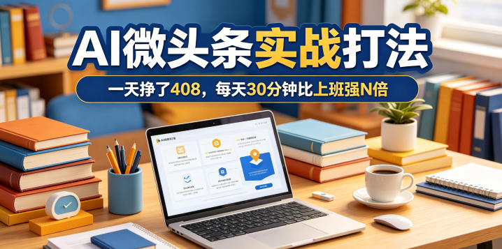 一天挣了408，AI微头条实战打法，每天30分钟比上班强N倍-百盟网