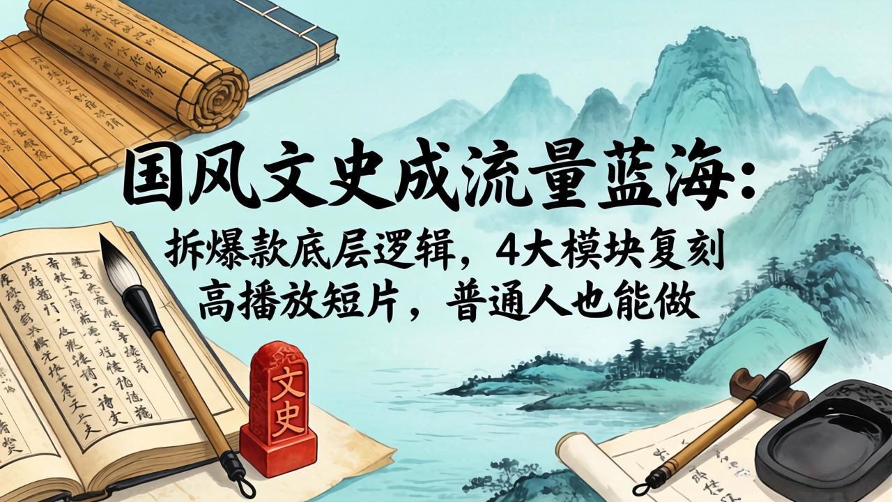 国风文史成流量蓝海：拆爆款底层逻辑，4大模块复刻高播放短片，普通人也能做-百盟网