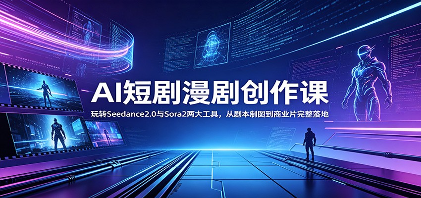AI短剧漫剧创作课:玩转Seedance2.0与 Sora2两大工具,从剧本制图到商业片完整落地-百盟网