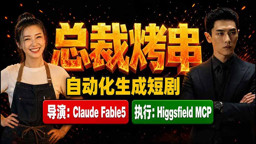 《总裁烤串》真人短剧全自动诞生！Claude Fable5 当导演，Higgsfield MCP 执行！-百盟网
