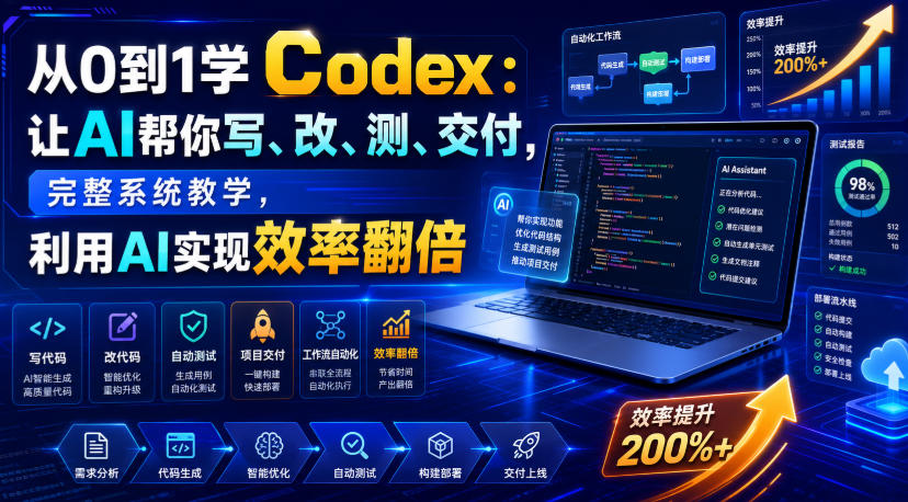 从0到1学Codex：让AI帮你写、改、测、交付，完整系统教学，利用AI实现效率翻倍-百盟网