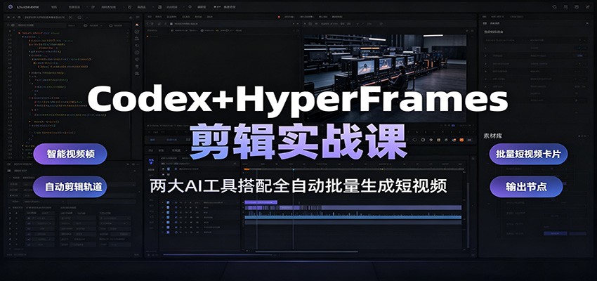 Codex+HyperFrames剪辑实战课：两大AI工具搭配全自动批量生成短视频-百盟网