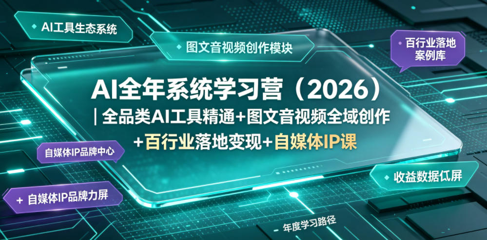 AI全年系统学习营(2026)｜全品类AI工具精通+图文音视频全域创作+百行业落地变现+自媒体IP打造年度进阶大课-百盟网