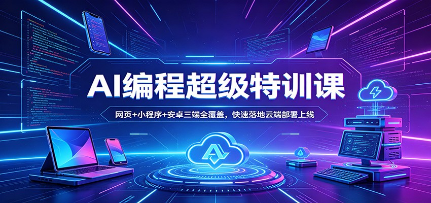 AI编程超级特训课：网页+小程序+安卓三端全覆盖，快速落地云端部署上线-百盟网
