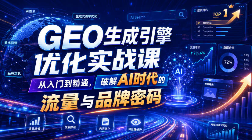GEO生成引擎优化实战课，从入门到精通，破解AI时代的流量与品牌密码-百盟网