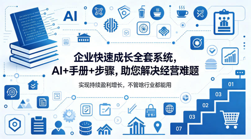 企业快速成长全套系统，AI+手册+步骤，助您解决经营难题，实现持续盈利增长，不管啥行业都能用-百盟网
