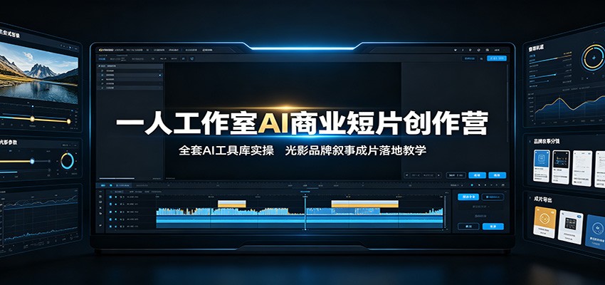 一人工作室AI商业短片创作营：全套AI工具库实操，光影品牌叙事成片落地教学-百盟网