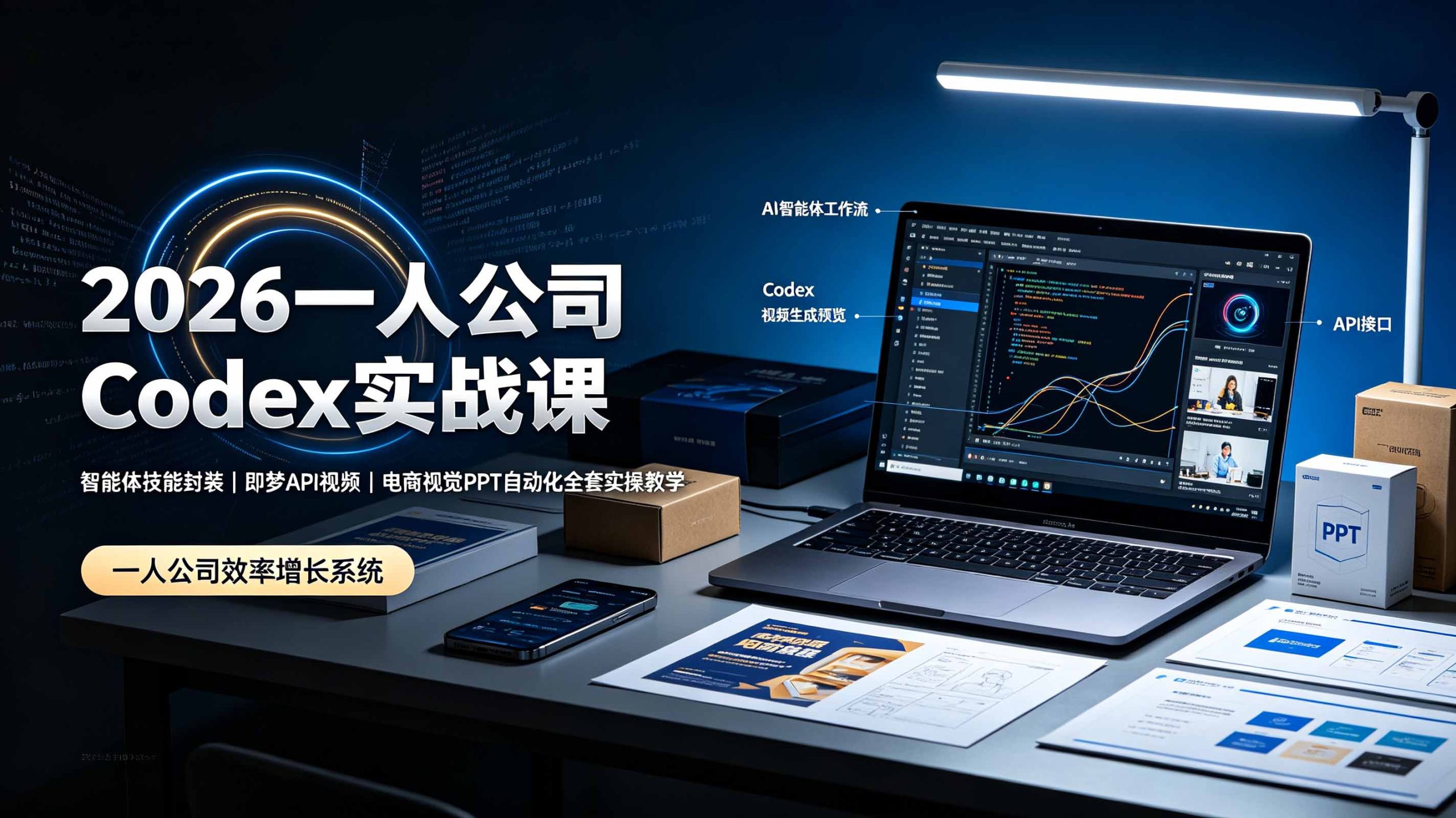 2026一人公司Codex实战课◆智能体技能封装｜即梦API视频｜电商视觉PPT自动化全套实操教学-百盟网