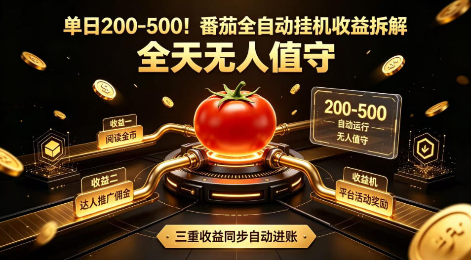 单日200-500！番茄全自动挂G收益拆解，全天无人值守，矩阵操作收益翻倍【揭秘】-百盟网