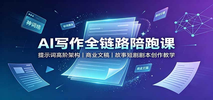 AI写作全链路陪跑课:提示词高阶架构,商业文稿,故事短剧剧本创作教学-百盟网