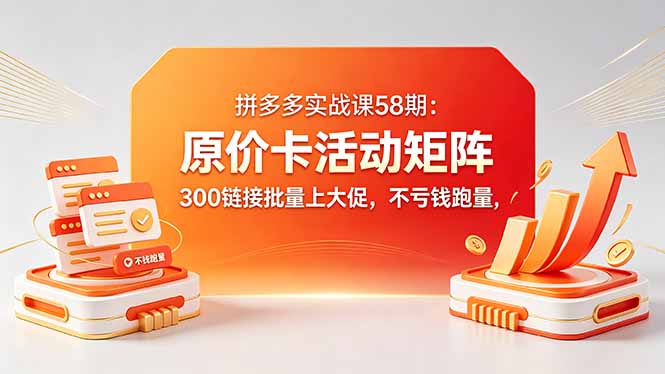 拼多多实战课58期:原价卡活动矩阵,300链接批量上大促,不亏钱跑量-百盟网