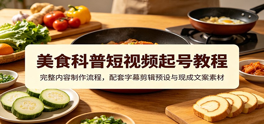 美食科普短视频起号教程：完整内容制作流程，配套字幕剪辑预设与现成文案素材-百盟网