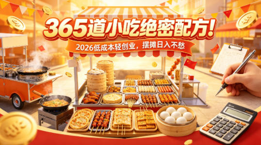 365道小吃绝密配方!2026低成本轻创业,摆摊日入不愁-百盟网