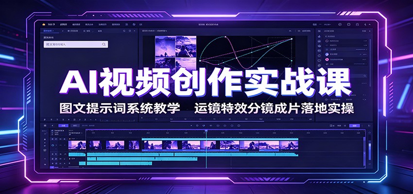 AI视频创作实战课:图文提示词系统教学,运镜特效分镜成片落地实操-百盟网