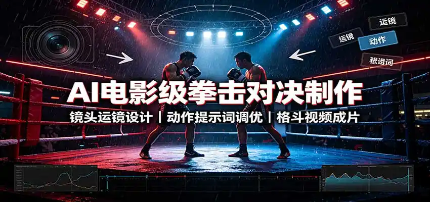 AI电影级拳击对决制作：镜头运镜设计，动作提示词调优，格斗视频成片-百盟网