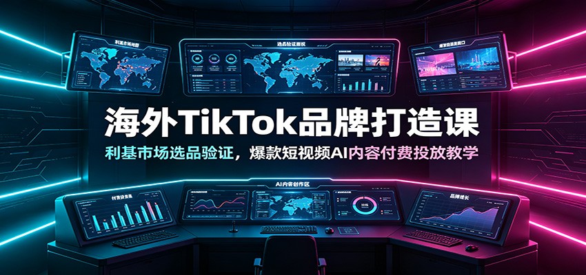 海外TikTok品牌打造课：利基市场选品验证，爆款短视频AI内容付费投放教学-百盟网