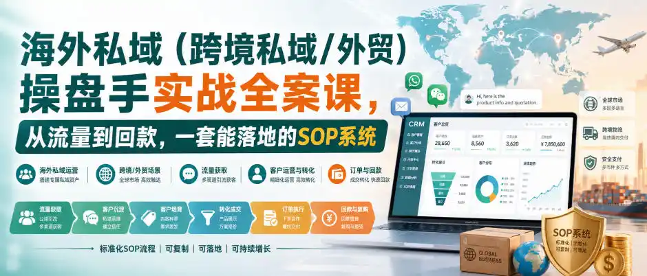 海外私域(跨境私域/外贸)操盘手实战全案课,从流量到回款,一套能落地的SOP系统 海外私域(跨境私域/外贸)操盘手实战全案课,从流量到回款,一套能落地的SOP系统