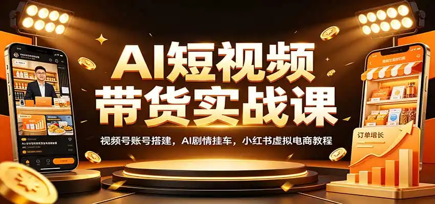 AI短视频带货实战课：视频号账号搭建，AI剧情挂车，小红书虚拟电商教程-百盟网