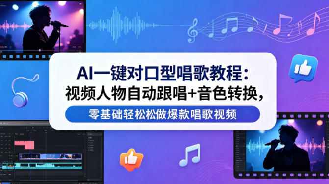 AI一键对口型唱歌教程：视频人物自动跟唱+音色转换，零基础轻松做爆款唱歌视频-百盟网