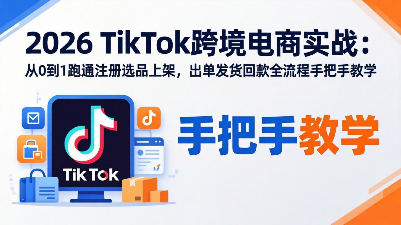 2026TikTok跨境电商实战：从0到1跑通注册选品上架，出单发货回款全流程手把手教学-百盟网