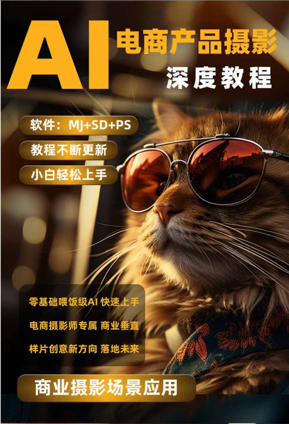 AI电商人像摄影实战课·SD多端部署｜MJ完整教学｜家电护肤家具商品图人像写真全案例-百盟网