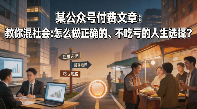 某公众号付费文章:教你混社会:怎么做正确的、不吃亏的人生选择?-百盟网