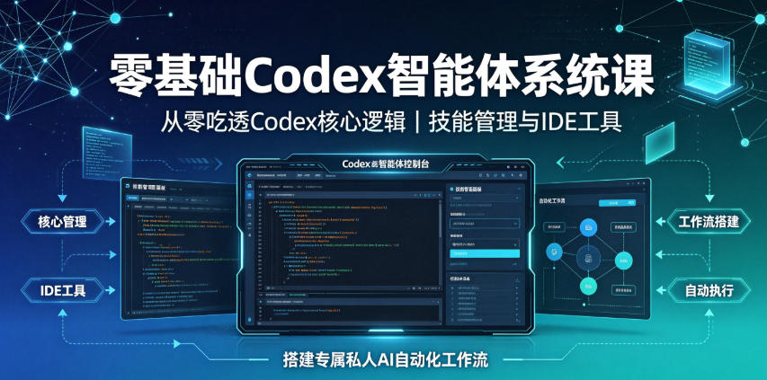 零基础Codex智能体系统课｜从零吃透Codex核心逻辑、技能管理与IDE工具，搭建专属私人AI自动化工作流-百盟网