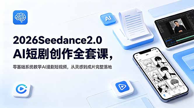 2026Seedance2.0AI短剧创作全套课,零基础系统教学AI漫剧短视频,从灵感到成片完整落地-百盟网