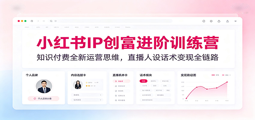 小红书IP创富进阶训练营：知识付费全新运营思维，直播人设话术变现全链路-百盟网