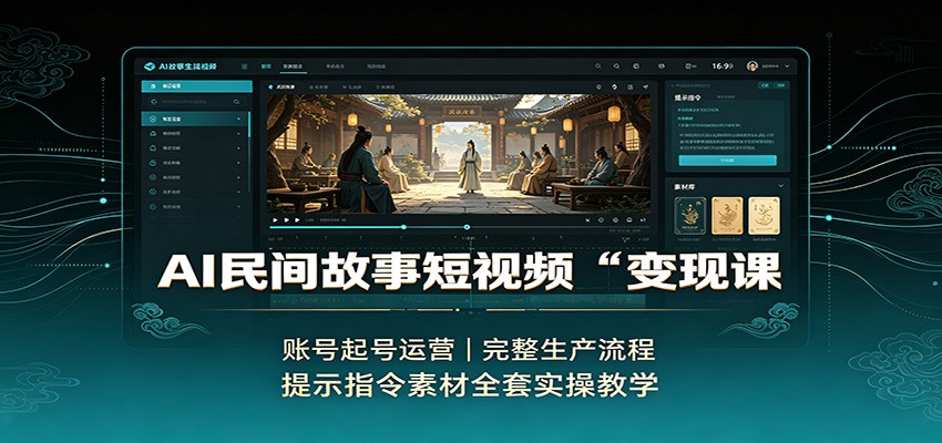 AI民间故事短视频变现课:账号起号运营,完整生产流程,提示指令素材全套实操教学-百盟网