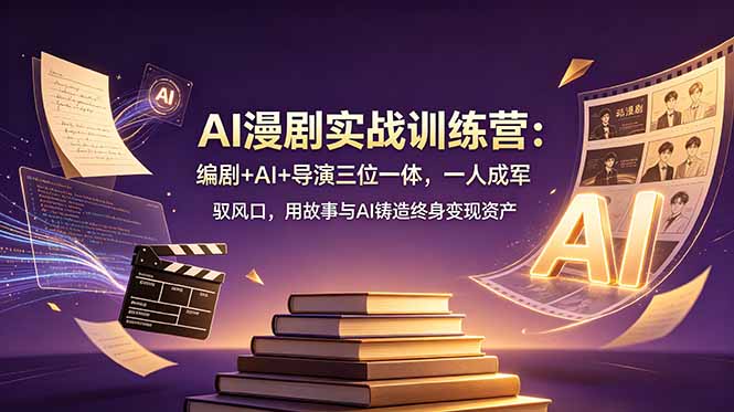 AI漫剧实战训练营：编剧+AI+导演三位一体，一人成军 驭风口，用故事与AI铸造终身变现资产-百盟网