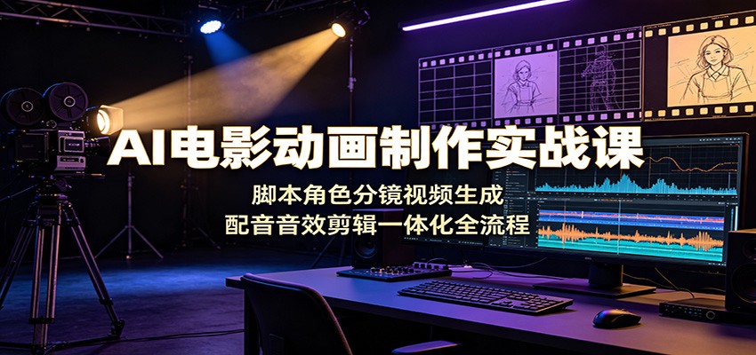 AI电影动画制作实战课:脚本角色分镜视频生成,配音音效剪辑一体化全流程-百盟网