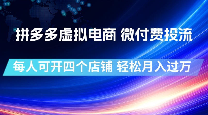 拼多多虚拟电商，微付费投流玩法，每人可开四个店，轻松月入过1W【揭秘】-百盟网