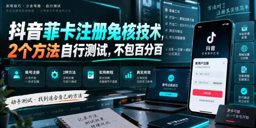 抖音菲卡注册免核技术，2个方法自行测试，不包百分百-百盟网