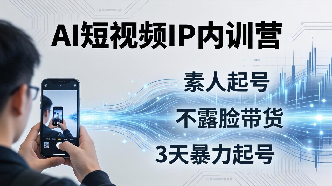 2026AI短视频IP内训营-更新：从素人起号到不露脸带货，3天暴力起号全流程拆解-百盟网
