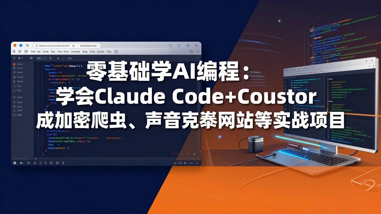 零基础学AI编程：学会Claude Code+Cursor完成加密爬虫、声音克隆网站等实战项目-百盟网
