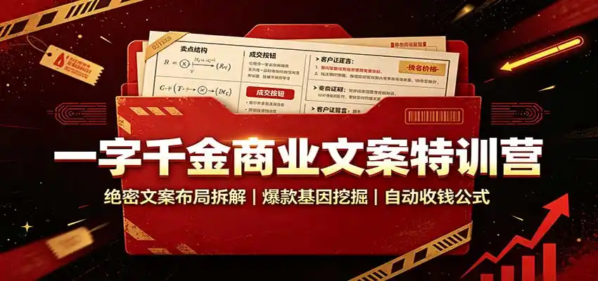 一字千金商业文案特训营:绝密文案布局拆解,爆款基因挖掘,自动收钱公式 一字千金商业文案特训营:绝密文案布局拆解,爆款基因挖掘,自动收钱公式