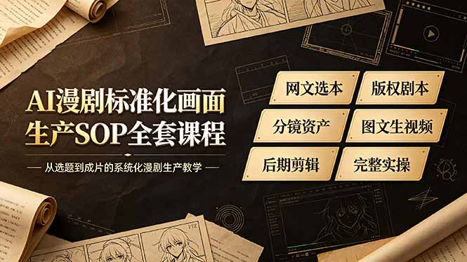 AI漫剧标准化画面生产SOP全套课程-更新,网文选本版权剧本分镜资产全覆盖,图文生视频后期剪辑完整实操教学-百盟网