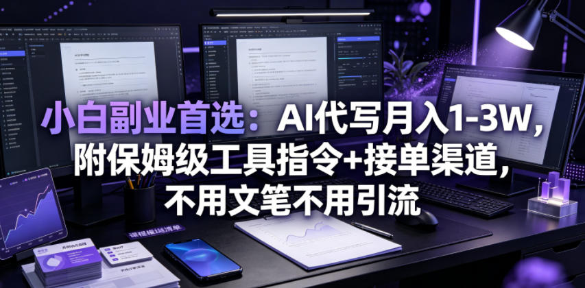 小白副业首选：AI代写月入1-3W，附保姆级工具指令+接单渠道，不用文笔不用引流【揭秘】-百盟网